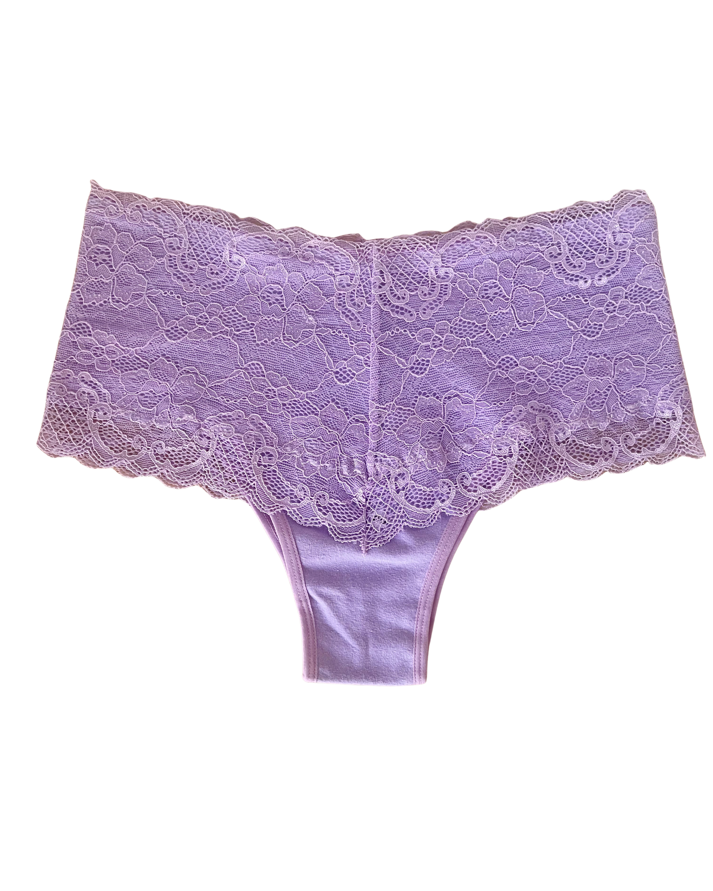 High-Waist Lace & Microfiber Thong