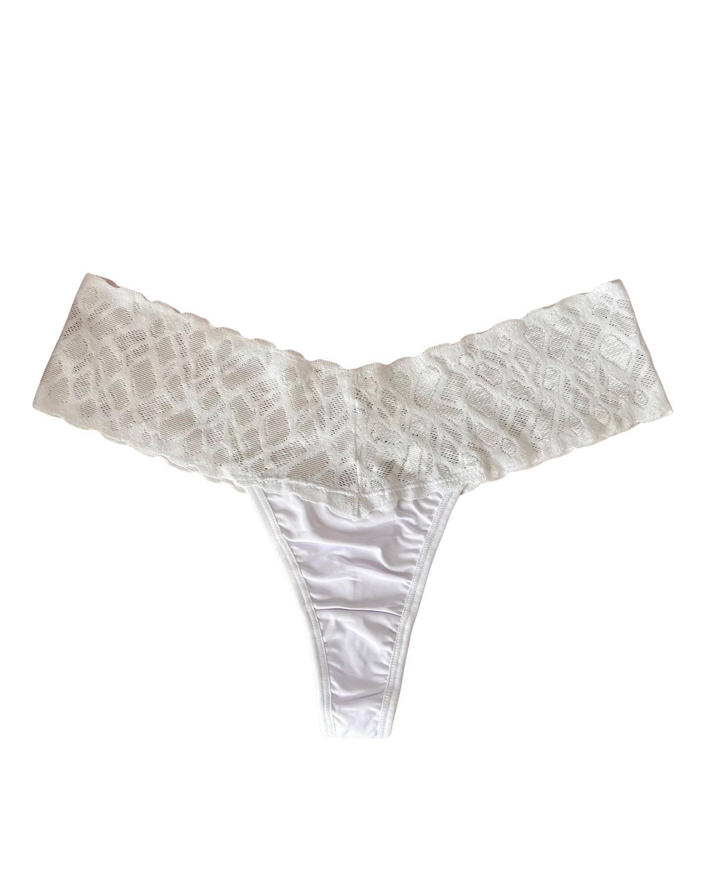 Soft Microfiber Thong with Double Lace Waist