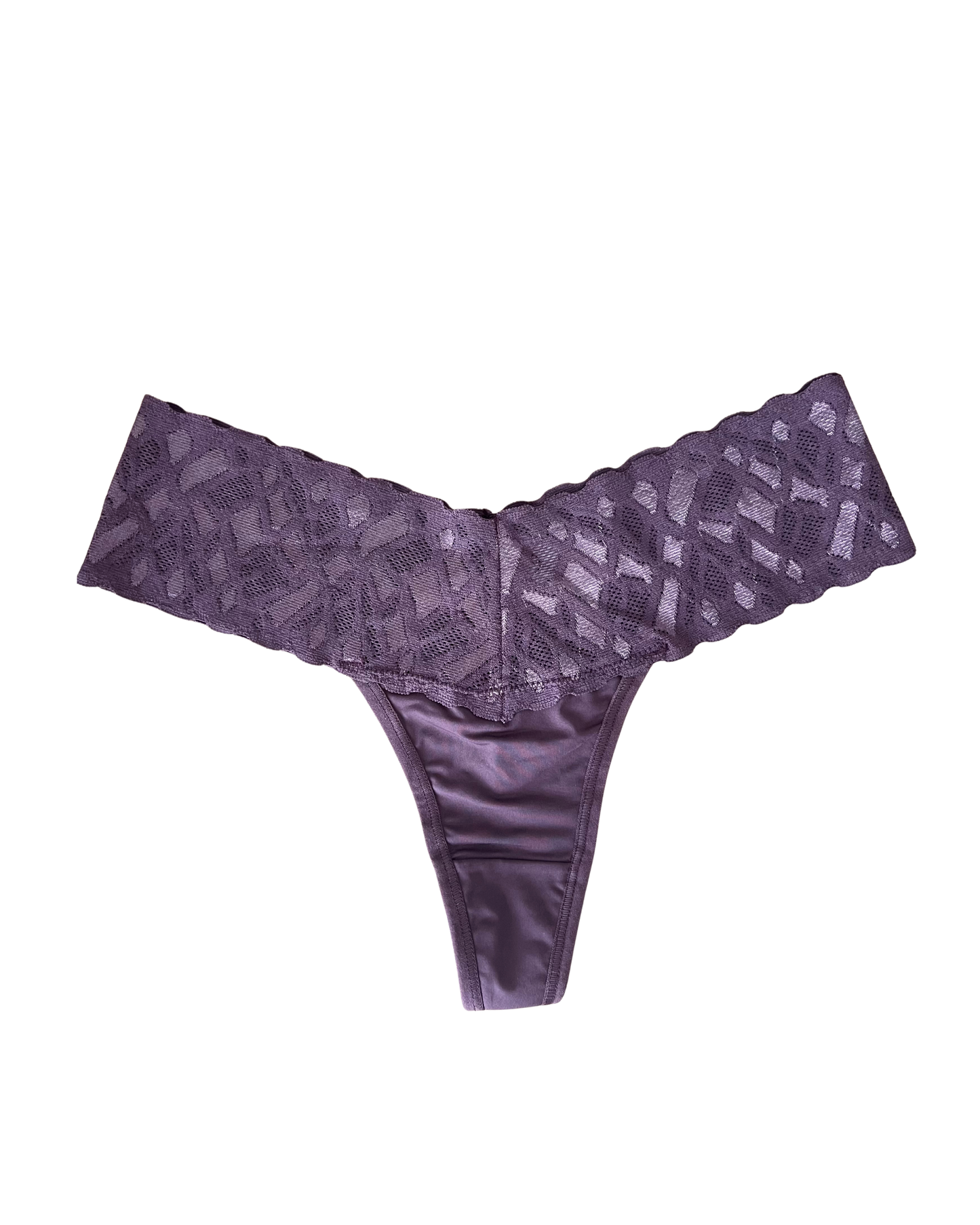 Soft Microfiber Thong with Double Lace Waist