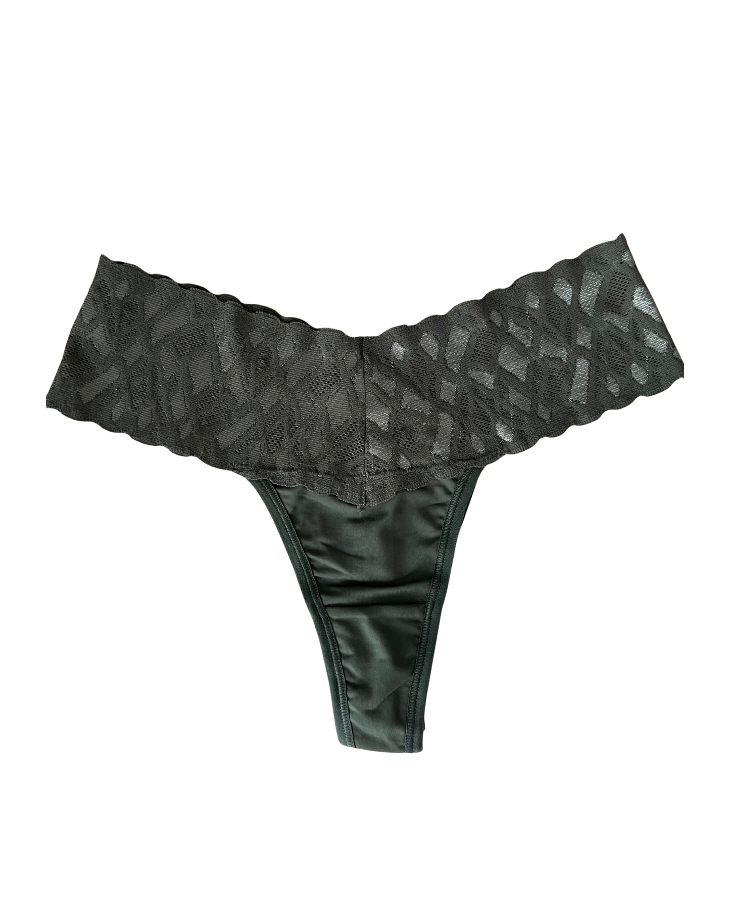 Soft Microfiber Thong with Double Lace Waist