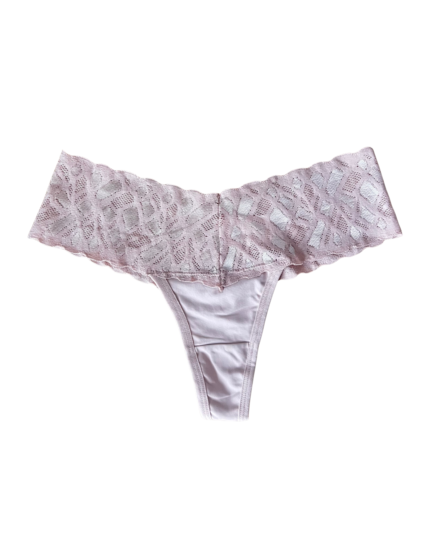 Soft Microfiber Thong with Double Lace Waist