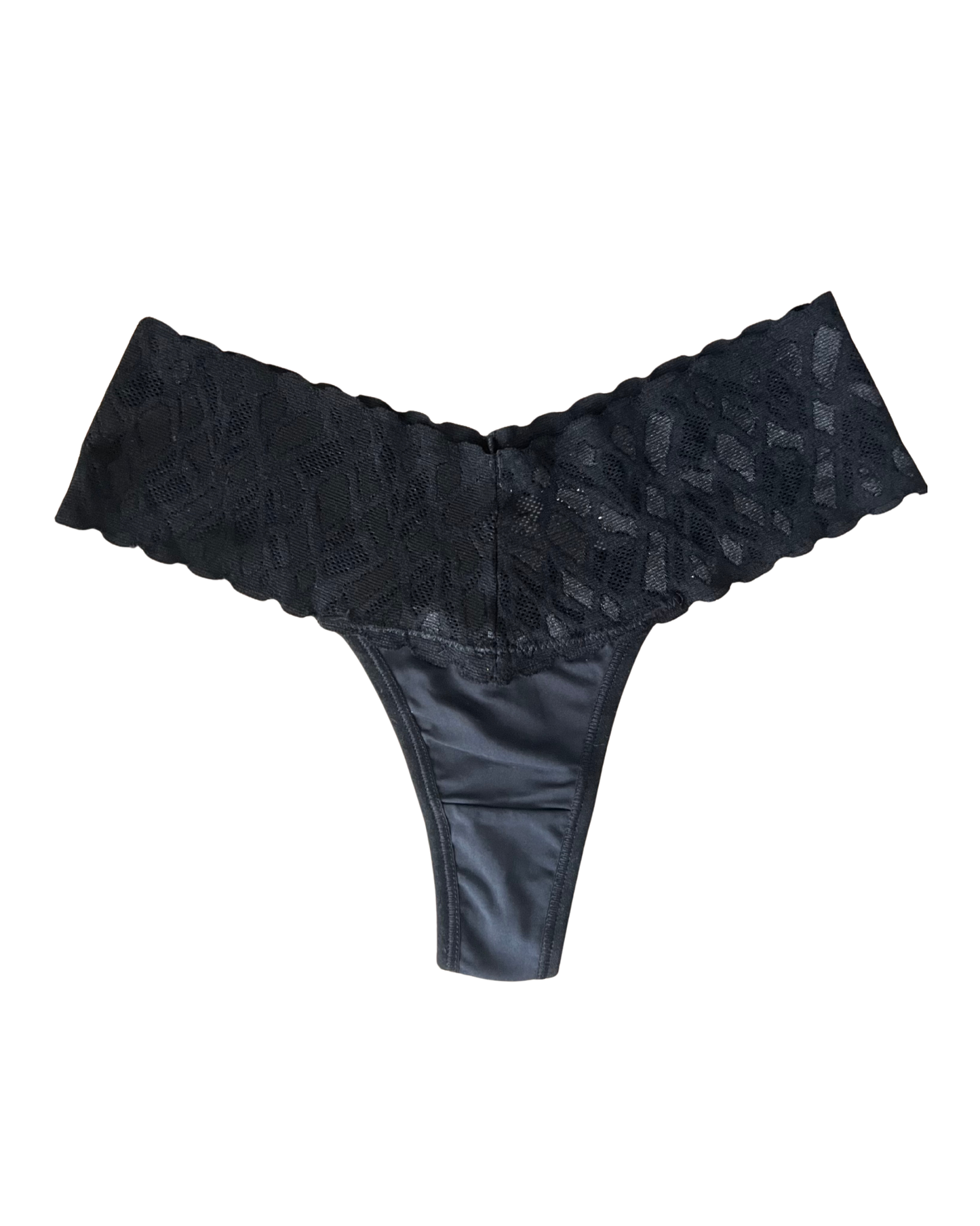 Soft Microfiber Thong with Double Lace Waist