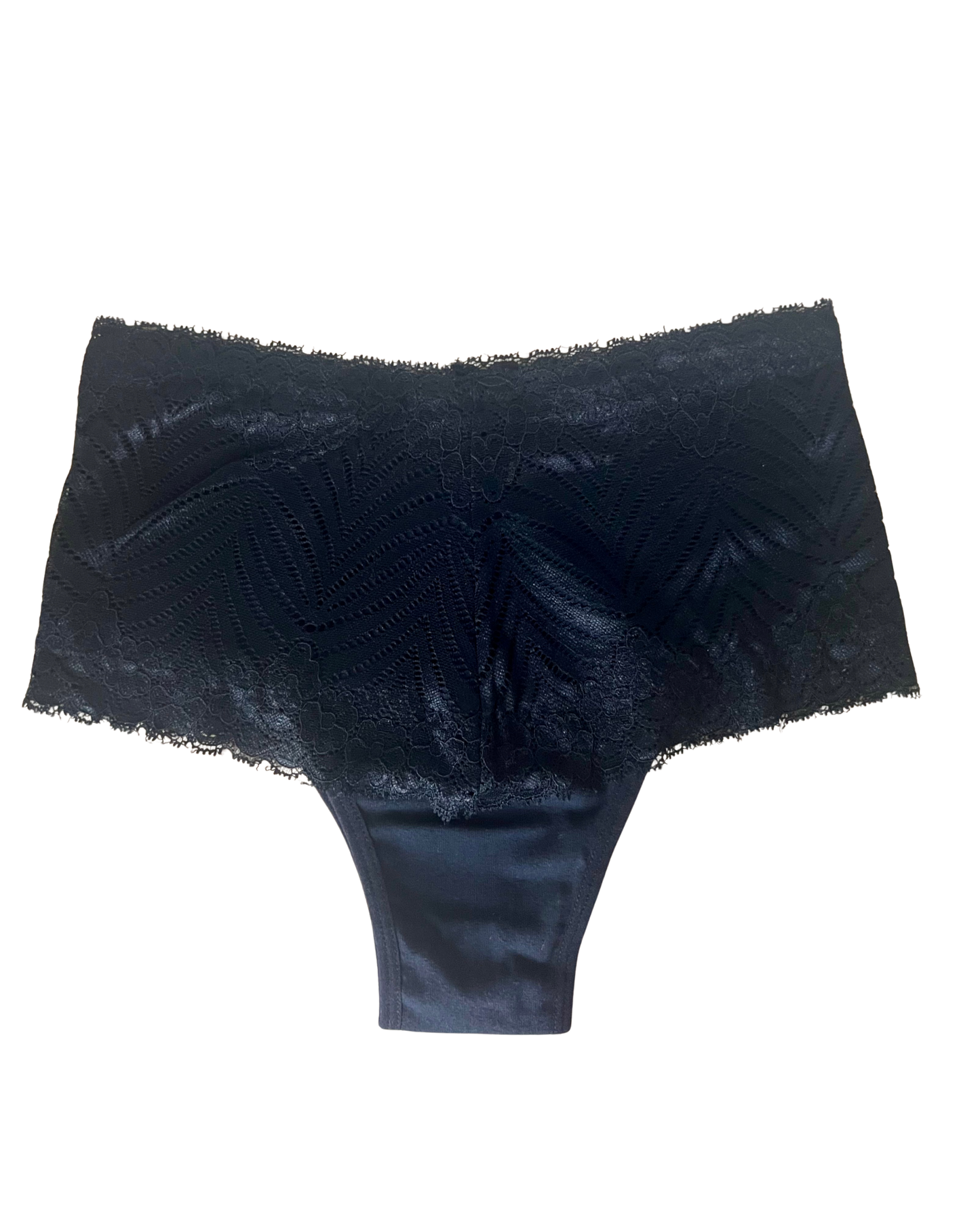 High-Waist Lace & Microfiber Thong