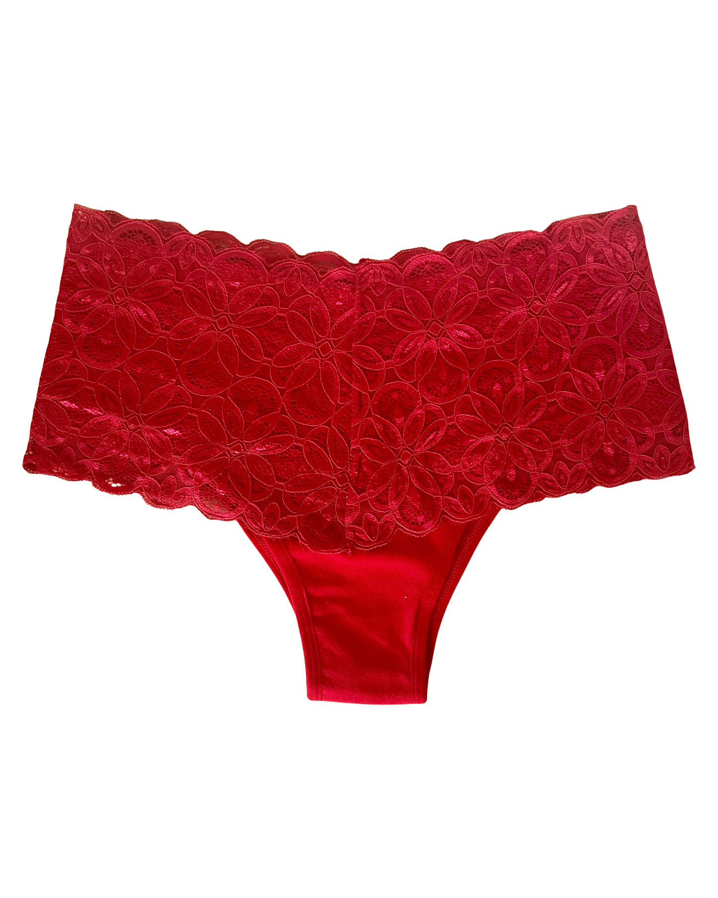 High-Waist Lace & Microfiber Thong