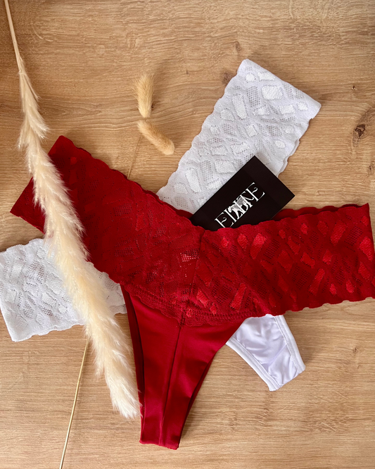 Soft Microfiber Thong with Double Lace Waist